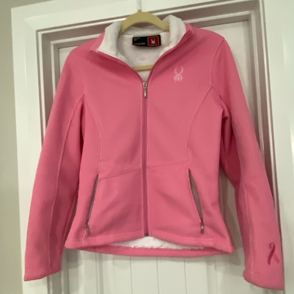 Spyder jacket size medium breast cancer ribbon embroidered on arm